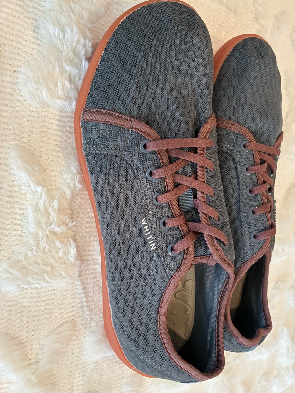 WHITIN Men's Gray Mesh Sneakers with Brown Accents 42